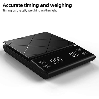 Electronic Coffee Scale with Silicone Pad Digital Food Scale with Timer High-Precision Portable Kitchen Baking Cooking Tool 3Kg