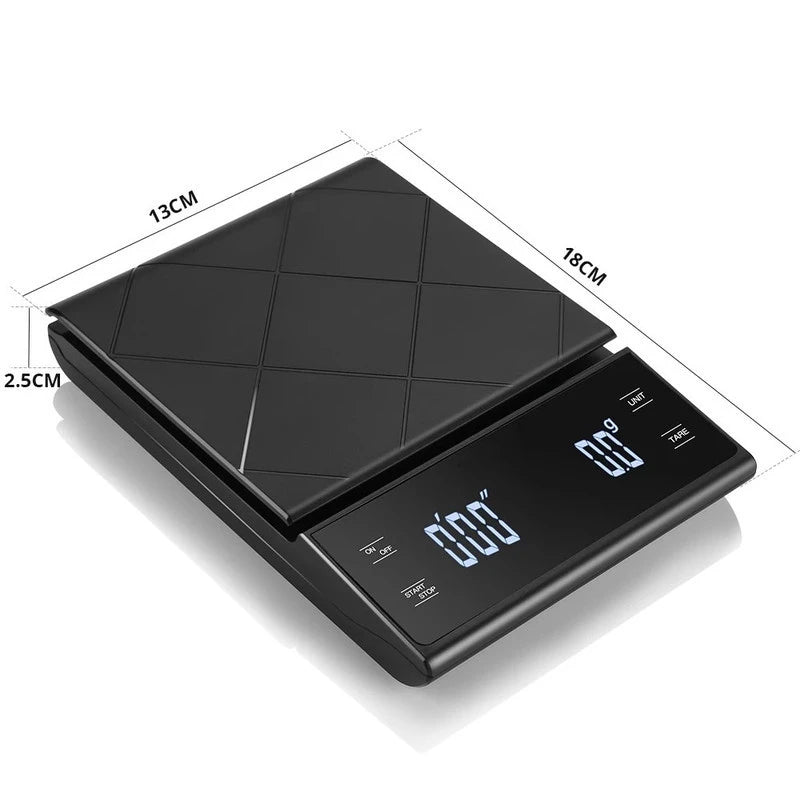 Electronic Coffee Scale with Silicone Pad Digital Food Scale with Timer High-Precision Portable Kitchen Baking Cooking Tool 3Kg
