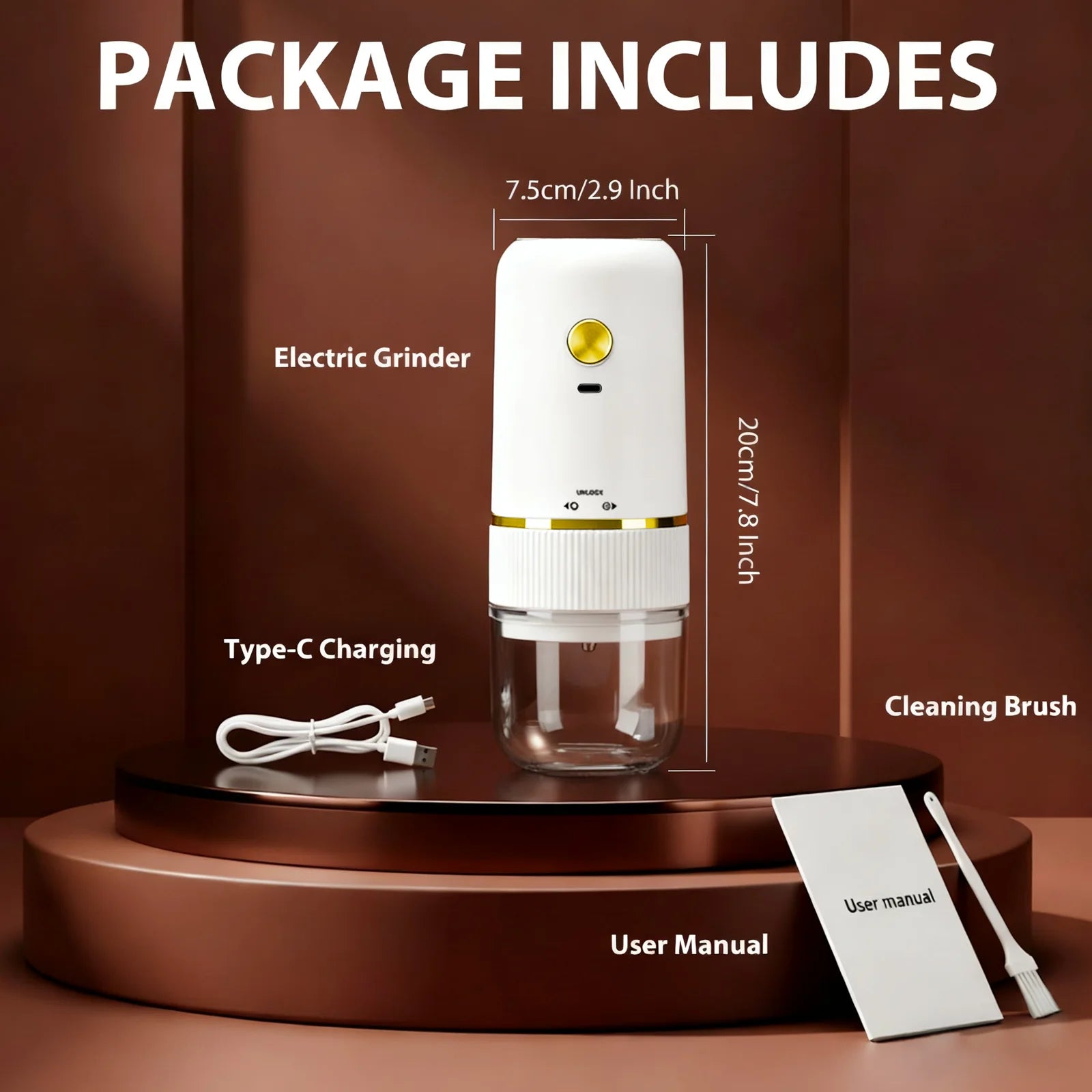 Coffee Grinder Electric,Electric Coffee Grinders Mannual for Home Use, Adjustable & Portable,Stainless Steel, White