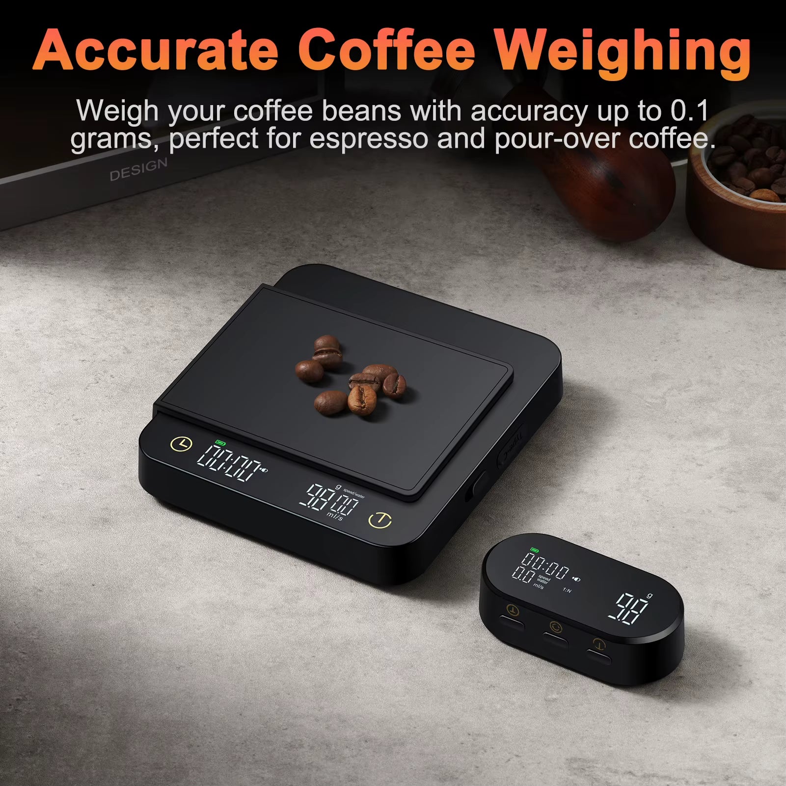Digital Coffee Scale with Timer & Wireless Display - 3Kg/0.1G Accurate Kitchen Scale for Espresso and Pour over Coffee,
