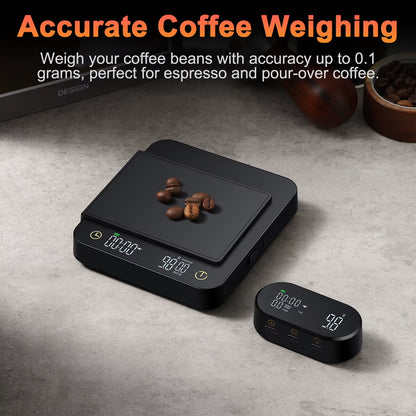 Digital Coffee Scale with Timer & Wireless Display - 3Kg/0.1G Accurate Kitchen Scale for Espresso and Pour over Coffee,