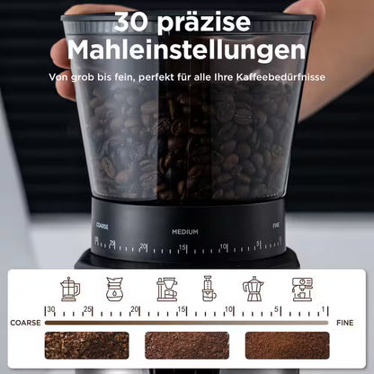 15 Oz. Burr Coffee Grinder, Electric Conical Coffee Bean Grinder with 30 Adjustable Grind Settings for 2-12 Cups, Sliver