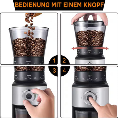 15 Oz. Burr Coffee Grinder, Electric Conical Coffee Bean Grinder with 30 Adjustable Grind Settings for 2-12 Cups, Sliver